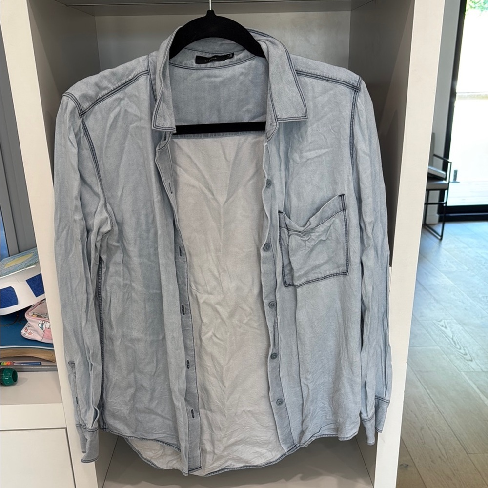 Talula oversized Light Blue Button-Up Shirt